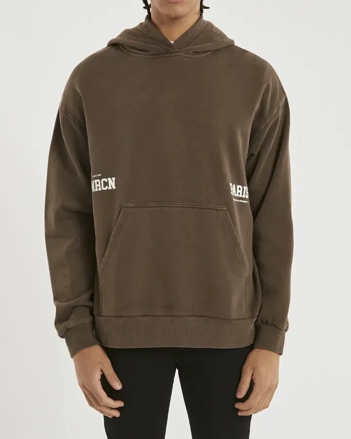 AMERICAIN Mens Ambition Relaxed Hooded Sweater Cocoa