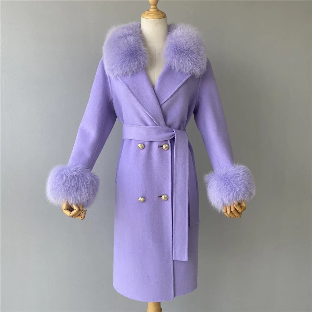 Women Cashmere Wool Trench Jacket