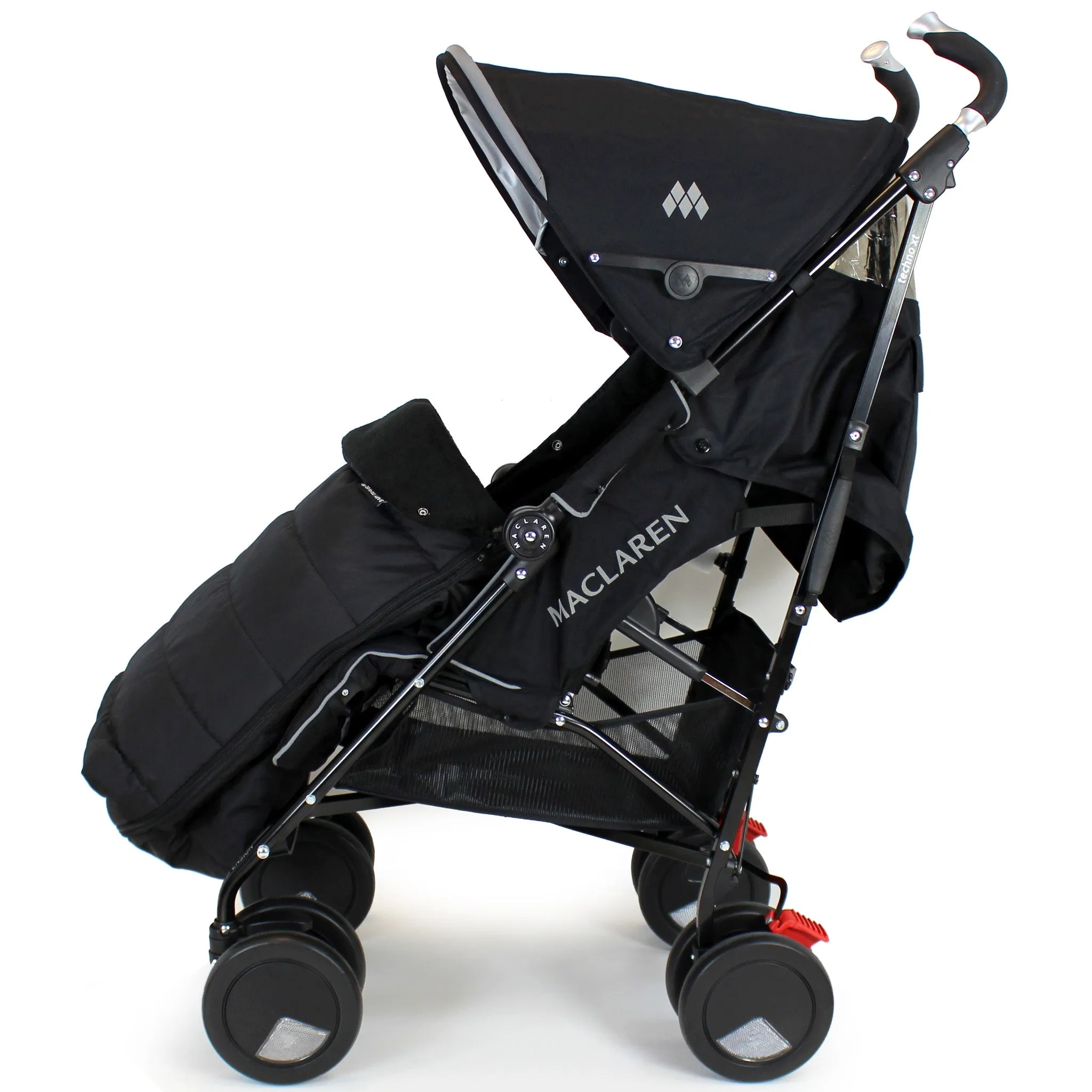 XXL Large Luxury Foot-muff And Liner For Maclaren Techno XT - Black (Black)